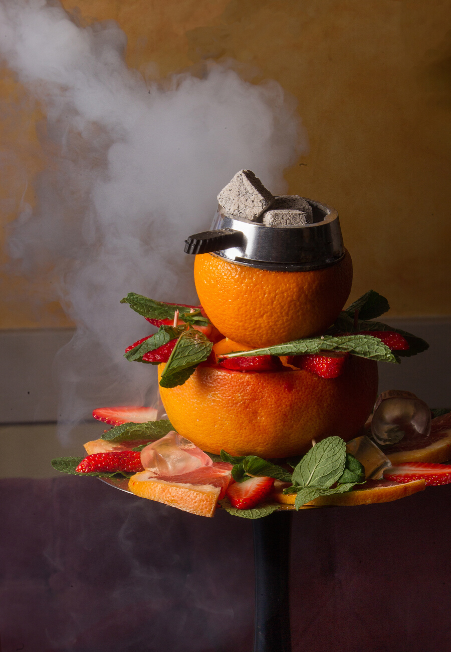 fruit hookah  with smoke